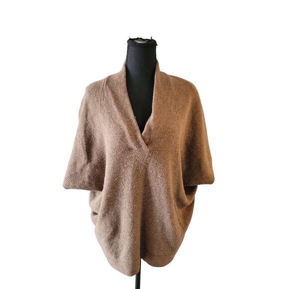 Pure Jill Wool Blend V-Neck Poncho Sweater Size L/XL Petite Lagenlook Minimalist - Picture 1 of 10